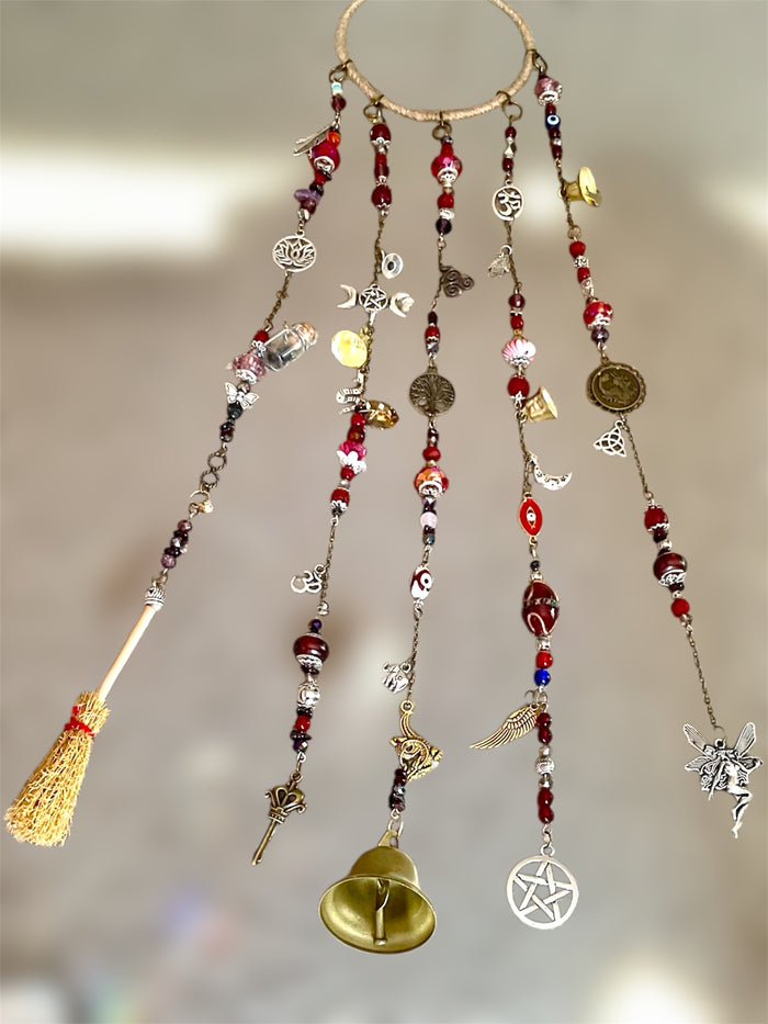 Custom Witch Bell Chimes - Maroon & Red Theme