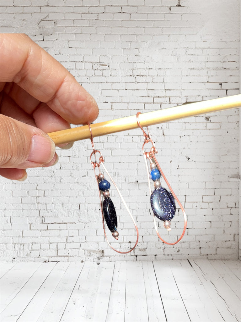 Blue Galaxy Stone Dangle Earrings