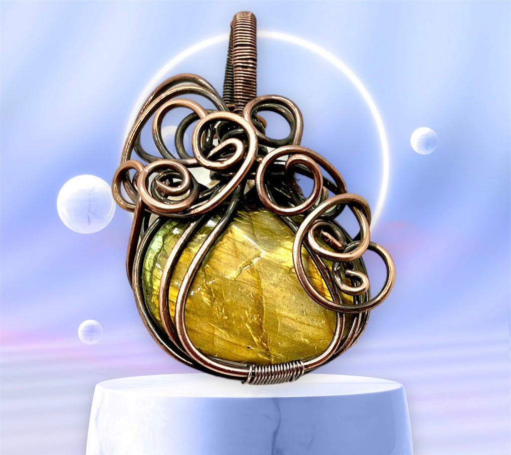 Labradorite Halloween Pumpkin Pendants - Connie’s Crystals 