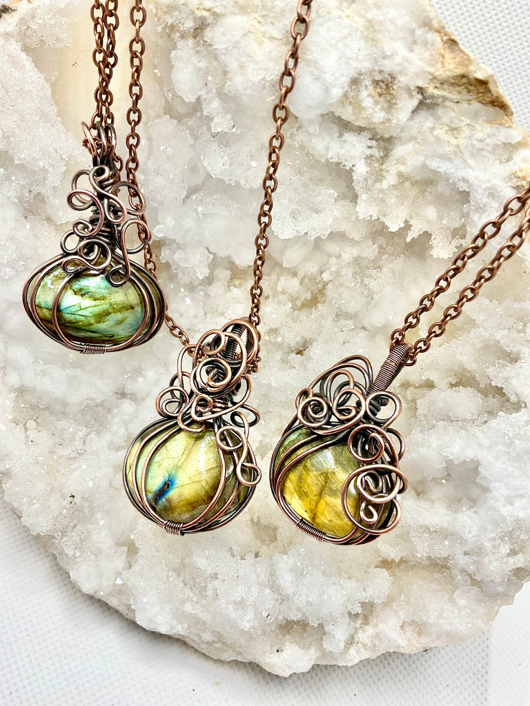 Labradorite Halloween Pumpkin Pendants - Connie’s Crystals 