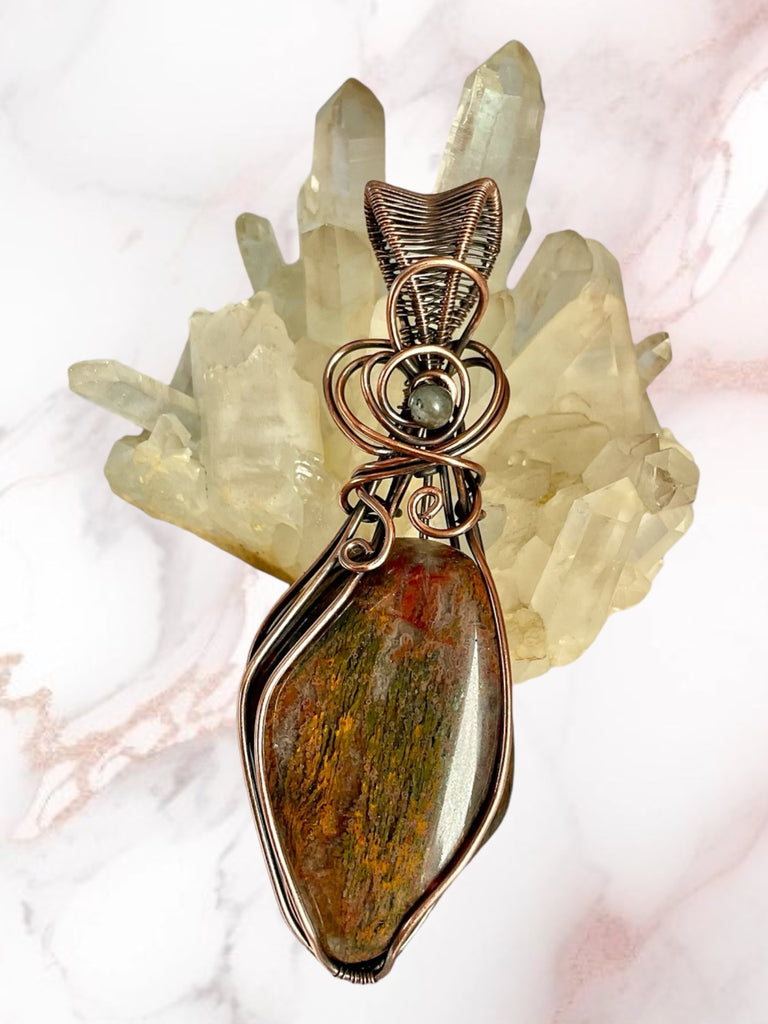 Moss Agate Pendant with Labradorite