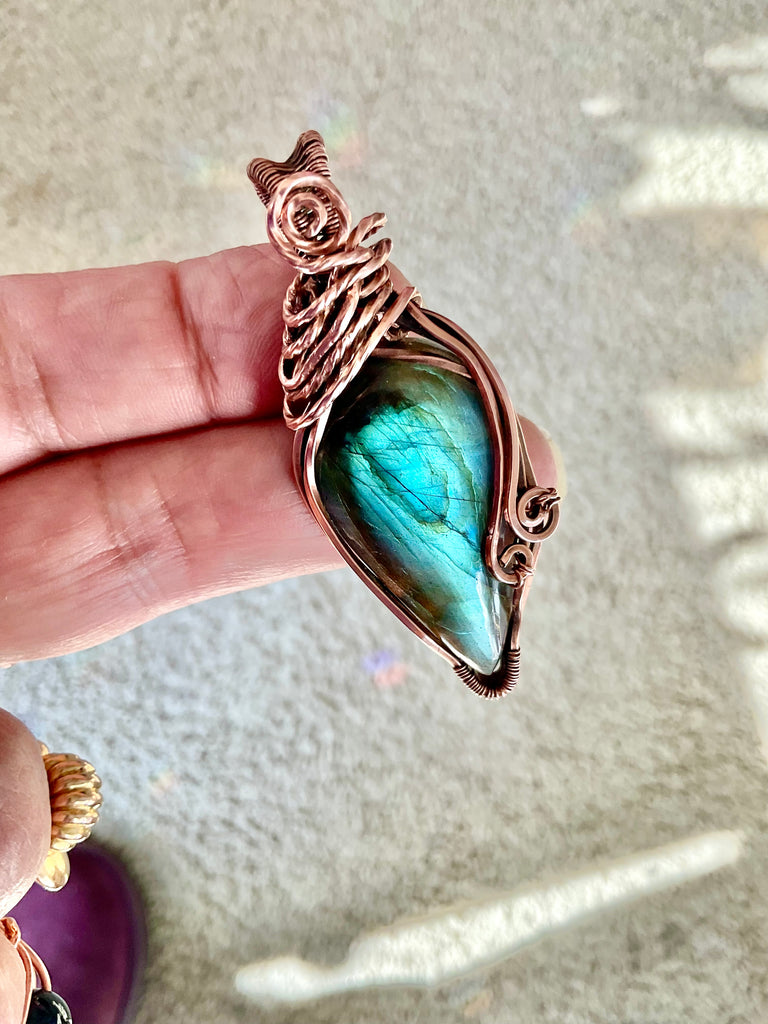 Labradorite Pear Shaped Wire Wrapped Pendant
