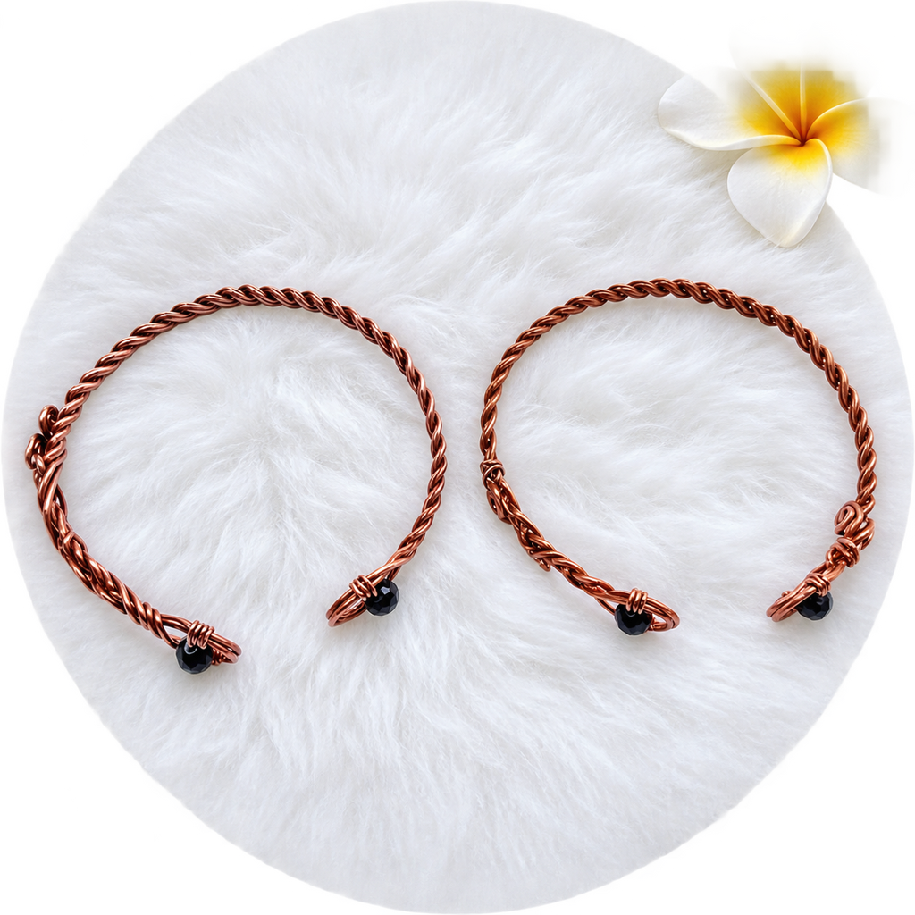 Handmade Copper Cuff Bracelets with Black Crystals - Connie’s Crystals 