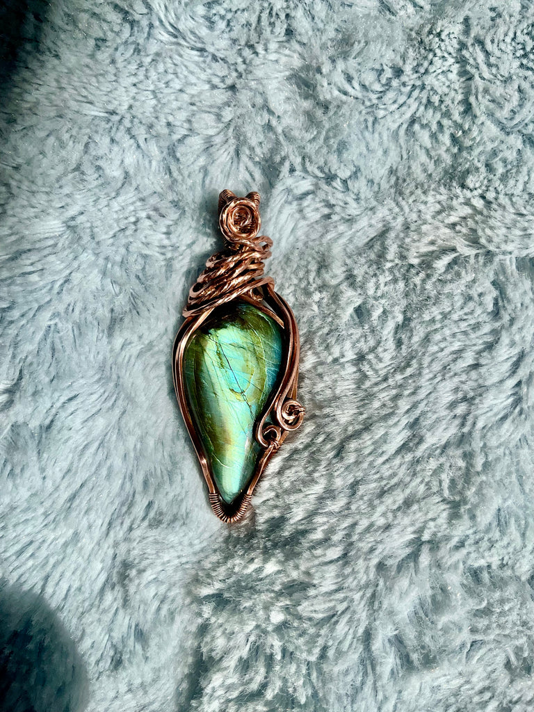 Labradorite Pear Shaped Wire Wrapped Pendant