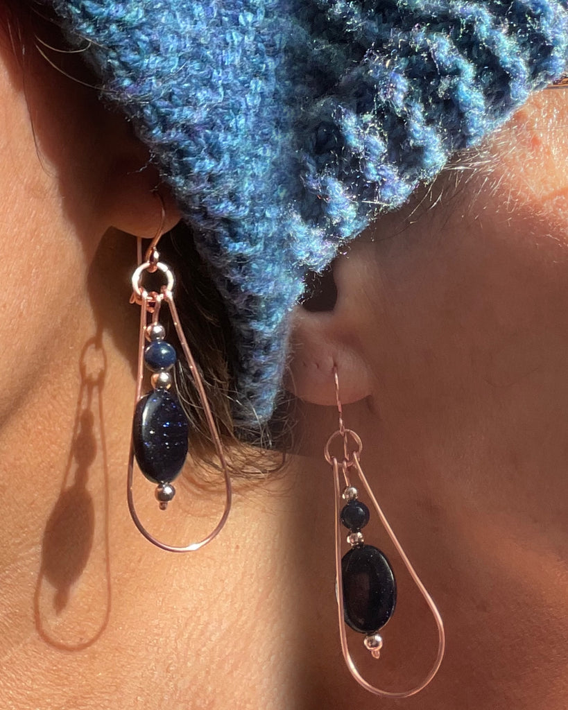 Blue Galaxy Stone Dangle Earrings