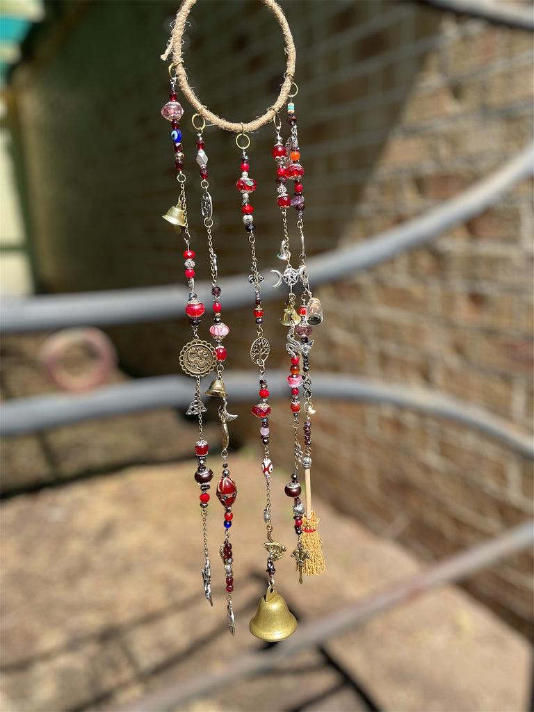 Custom Witch Bell Chimes - Maroon & Red Theme