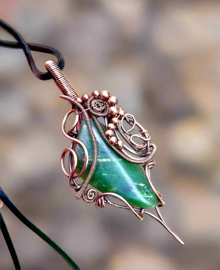 Green Jade Wire Wrapped Pendant - Connie’s Crystals 
