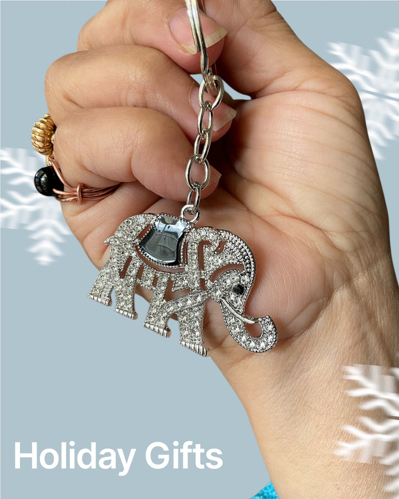 Lucky Elephant Crystal Key Ring