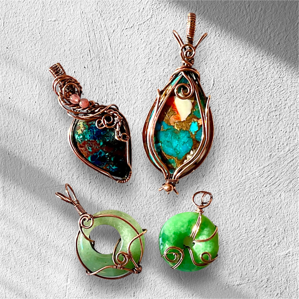 Spiny Oyster Turquoise Wire Wrapped Pendant