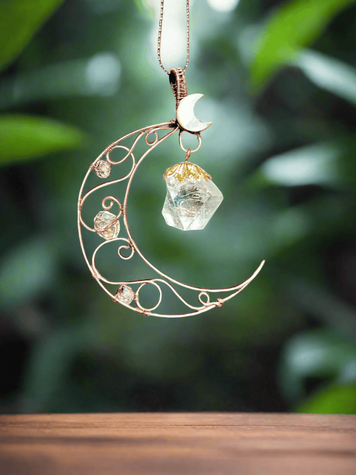 Crescent Moon with Apophyllite Pendant/Suncatcher