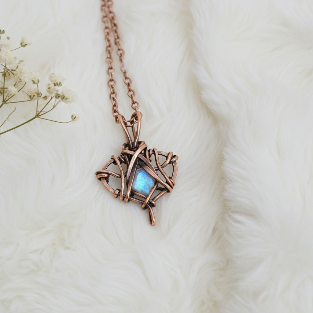 Moonstone Wire Wrapped Pendant - Connie’s Crystals 