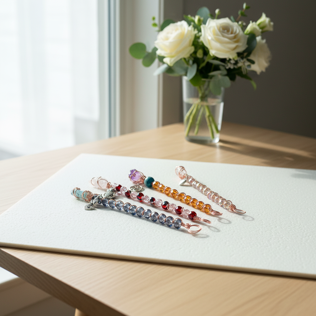 Crystal Wands – Copper Wrapped Crystals with Tibetan Silver Charms