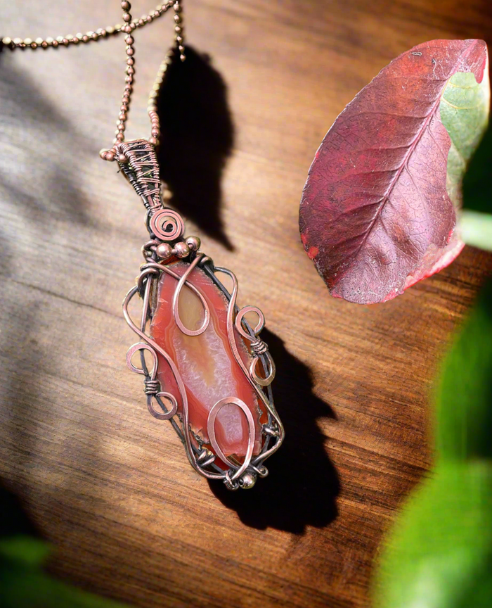 Druzy Geode Agate Slice Wire Wrapped Pendant - Connie’s Crystals 
