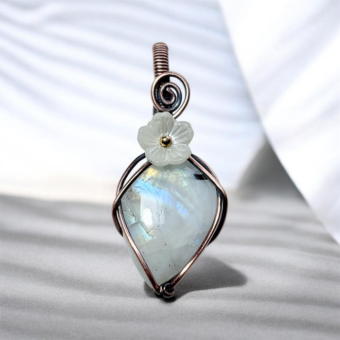 Rainbow Moonstone Wire Wrapped Pendants