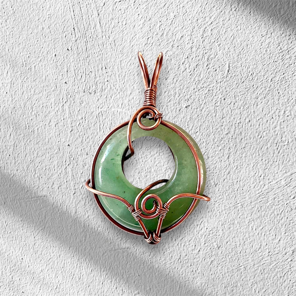 Aventurine Pi Donut Stone Pendants