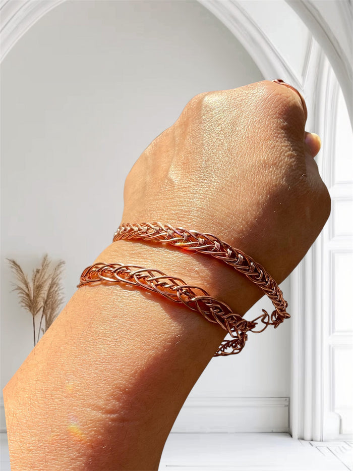 Braided Copper Bangle Bracelets