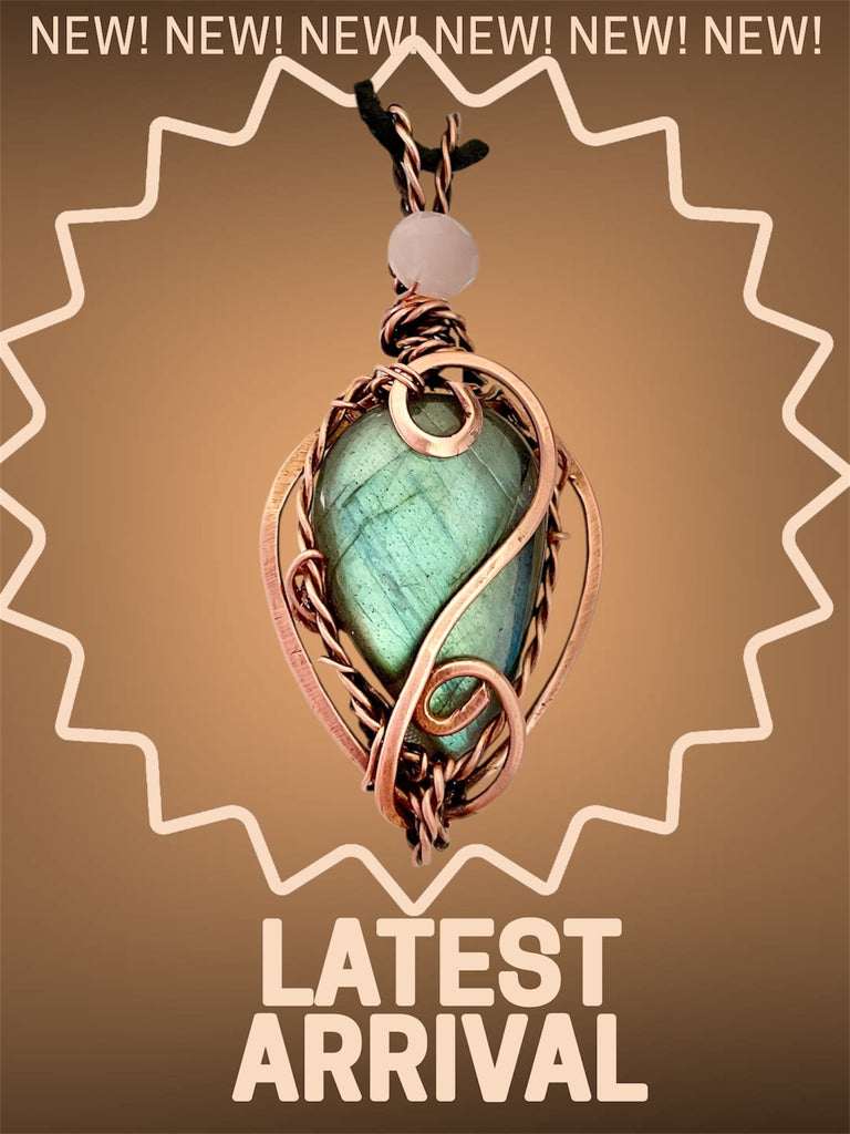Labradorite & Rose Quartz Wire Wrapped Pendant