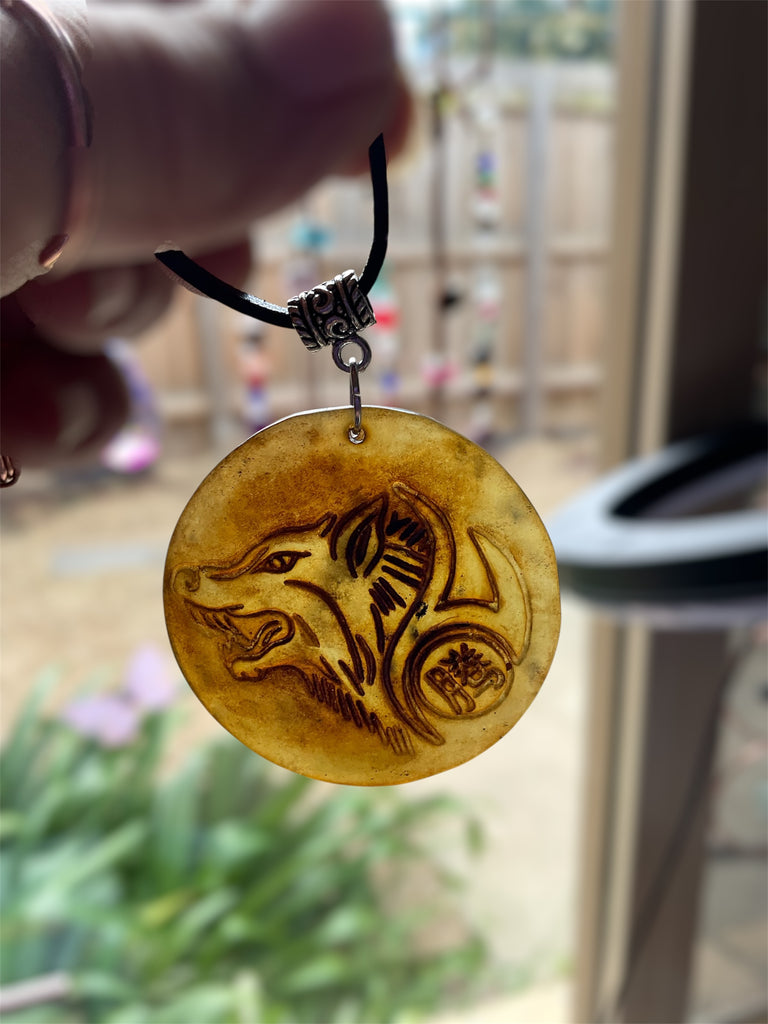 Antique Jade Carved Wolf Pendant