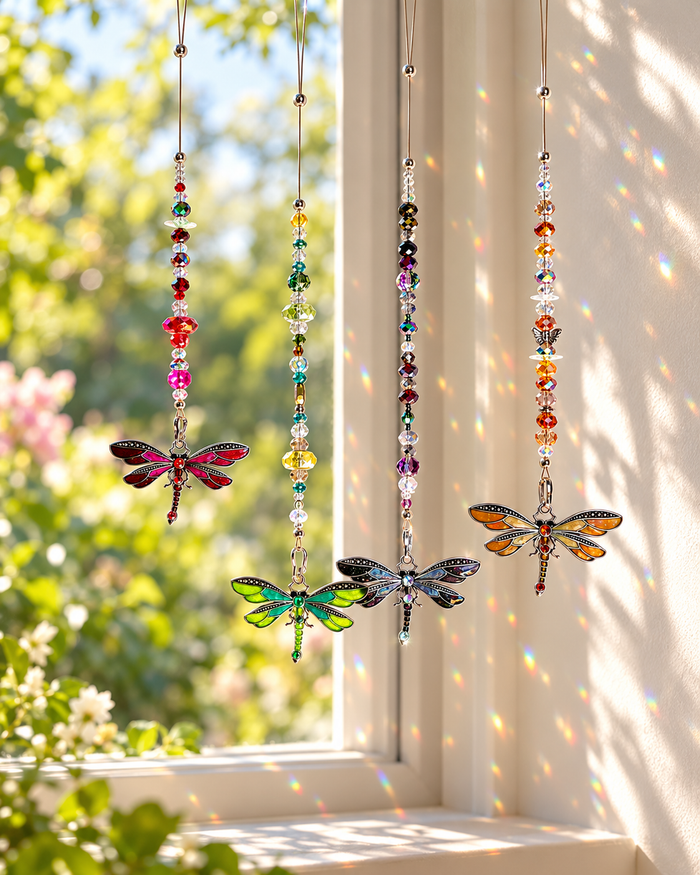 Dragonfly Crystal Sun Catchers – Red, Green, Golden & Black