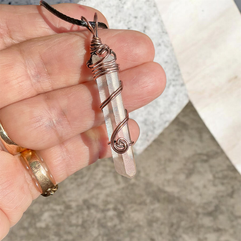Clear Quartz Wire Wrapped Point Pendant