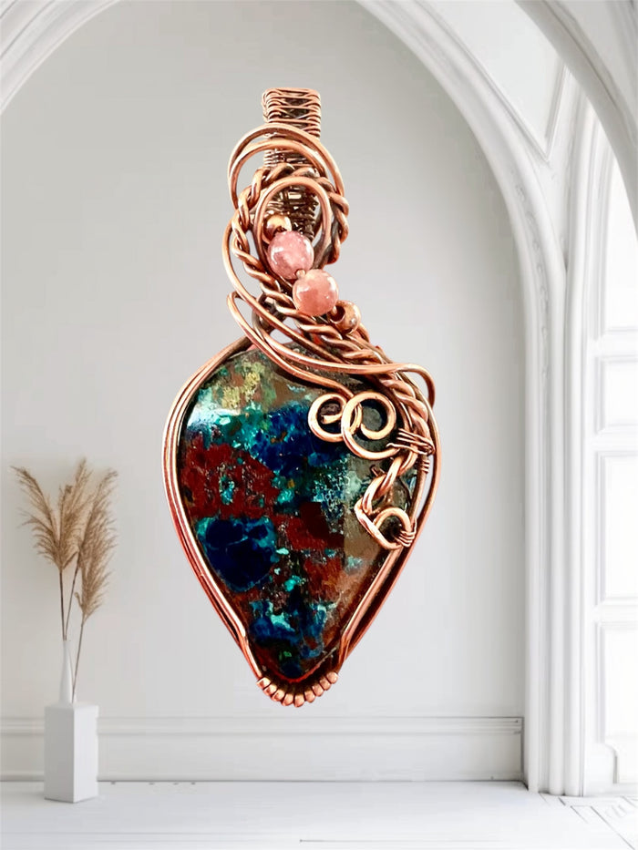 Azurite & Chrysocolla with Pink Tourmaline Accent
