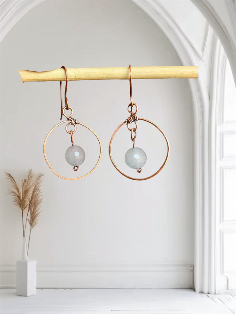 Dangle Earrings-Aquamarine & Rose Quartz