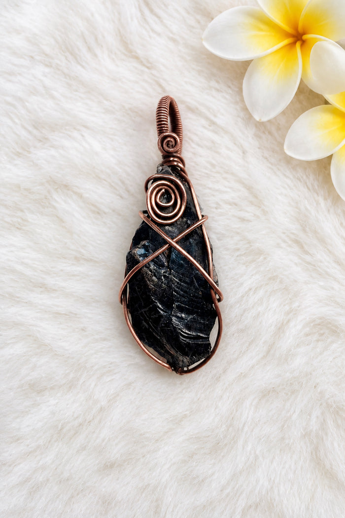Noble Shungite Pendant Wrapped in Copper