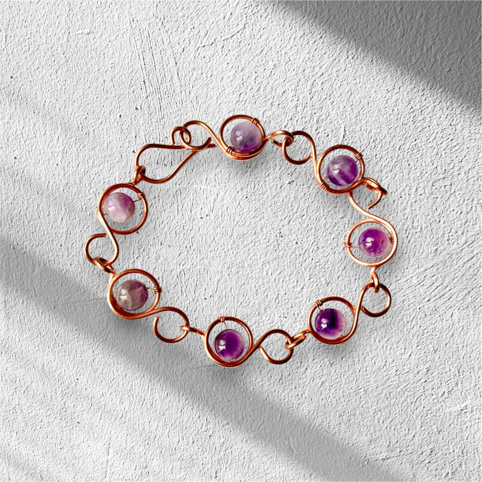Amethyst & Copper Link Bracelet