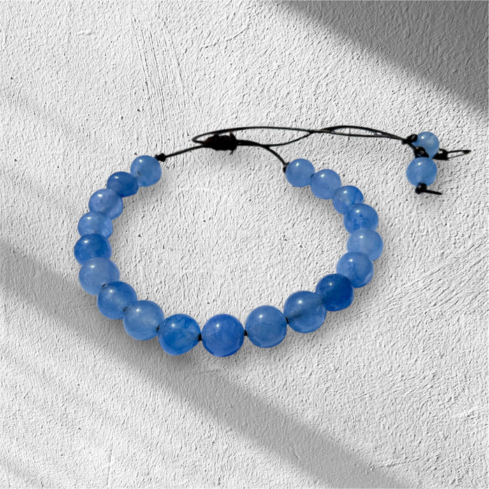 African Blue Topaz Bracelet on Adjustable Leather Cord.