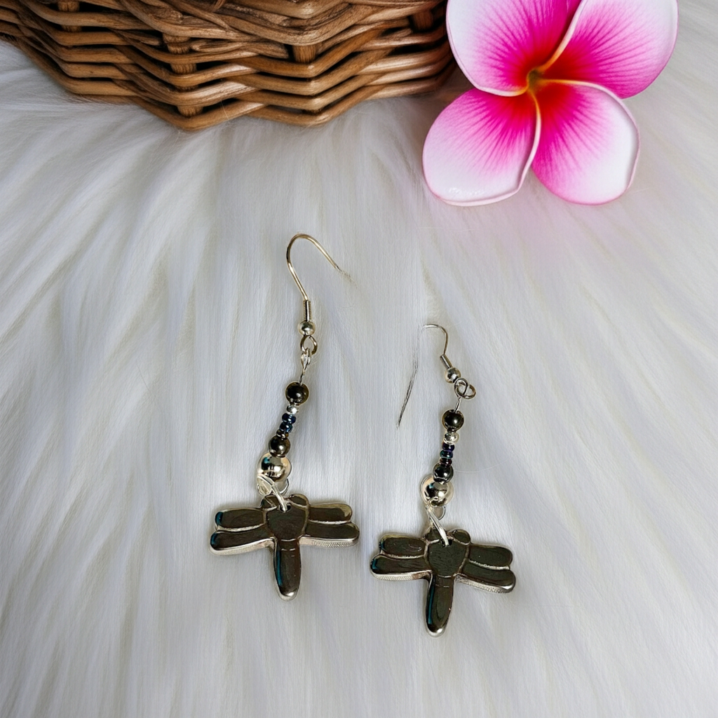 Haematite Dragonfly Earrings - Connie’s Crystals 