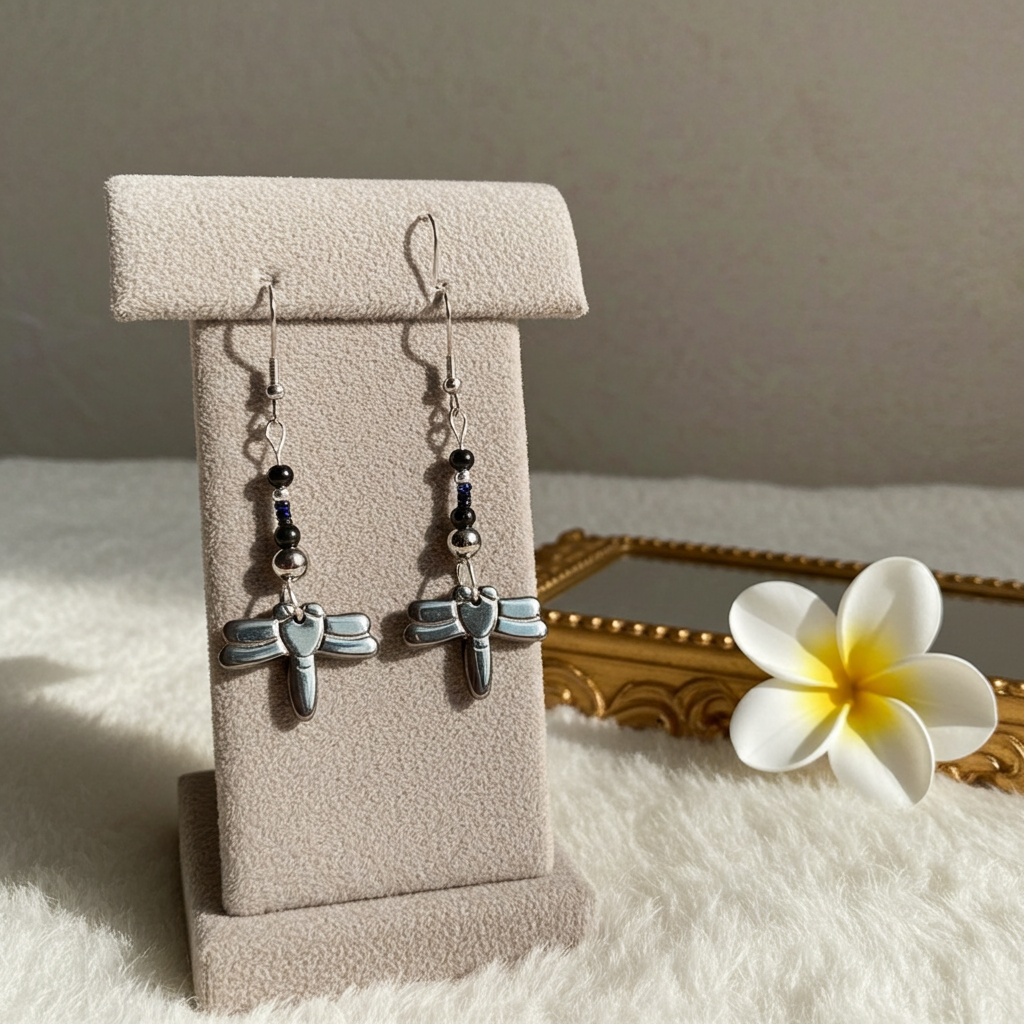 Haematite Dragonfly Earrings - Connie’s Crystals 