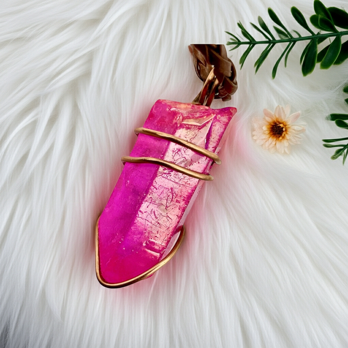 Pink Aura Quartz Point