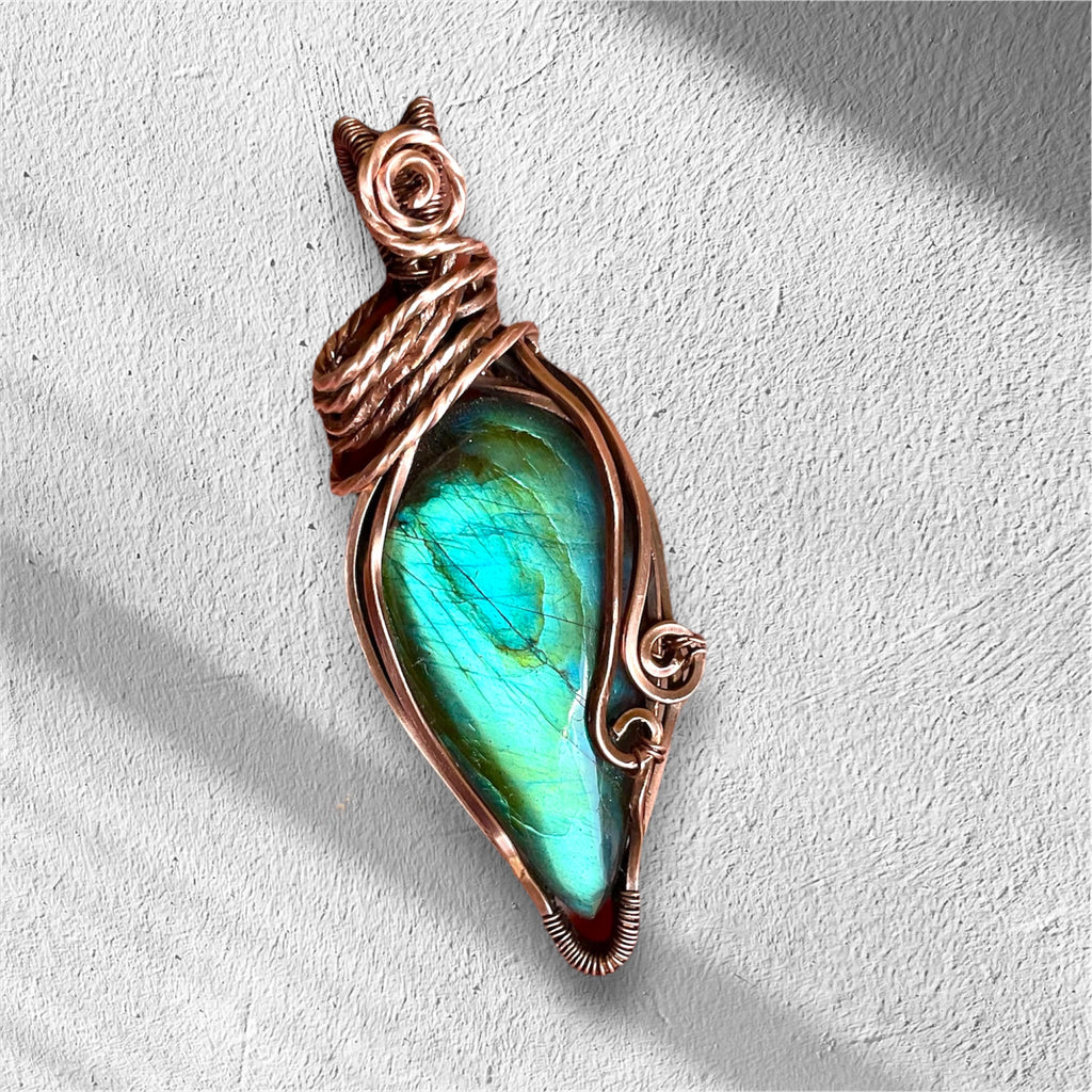 Labradorite Pear Shaped Wire Wrapped Pendant