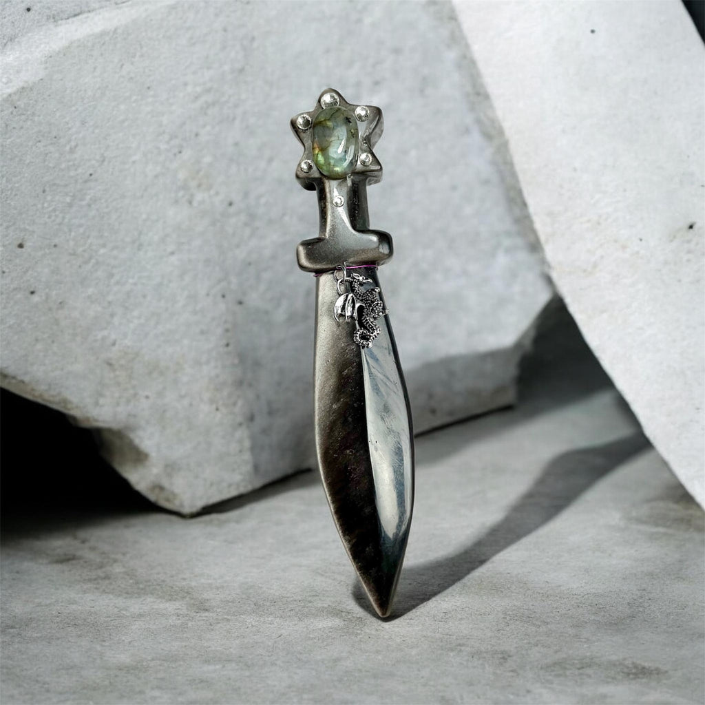 Crystal Athames & Selenite Ritual Wand with Labradorite – Choose Your Piece