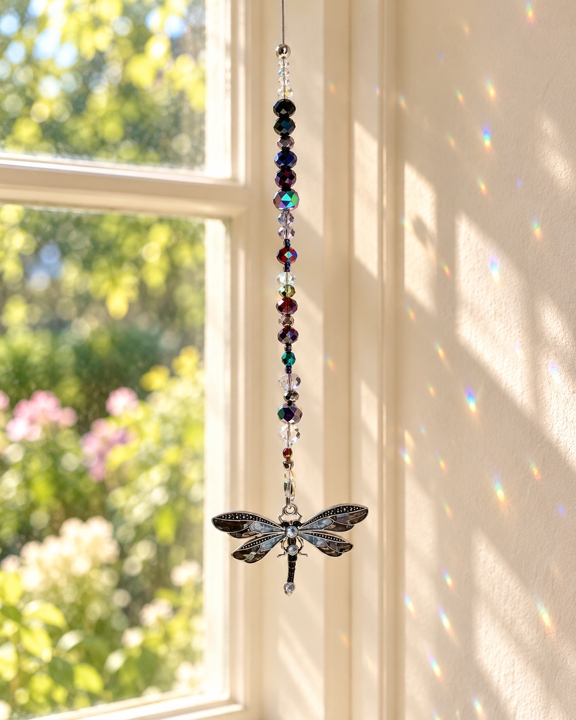 Dragonfly Crystal Sun Catchers – Red, Green, Golden & Black
