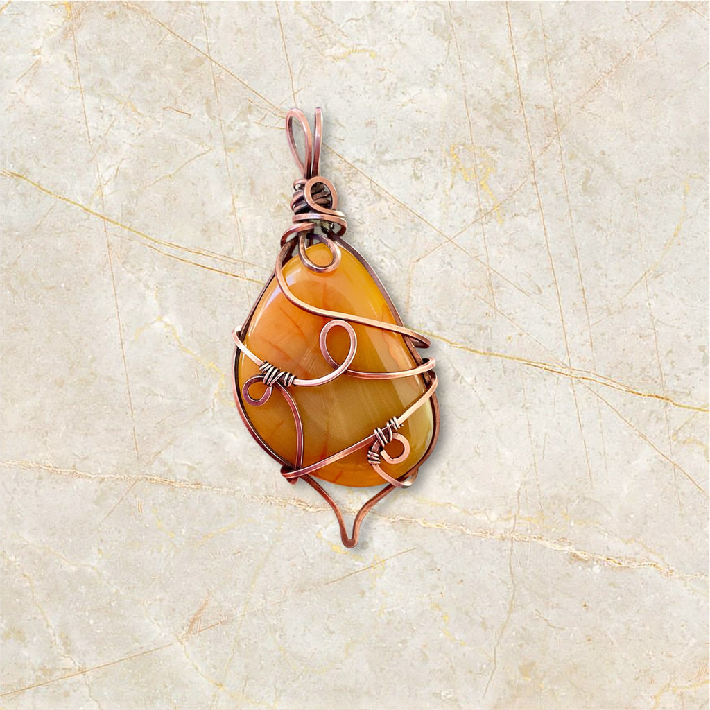 Banded Agate Wire Wrapped Pendant