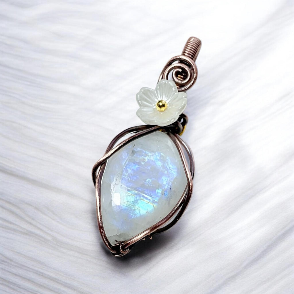 Rainbow Moonstone Wire Wrapped Pendants