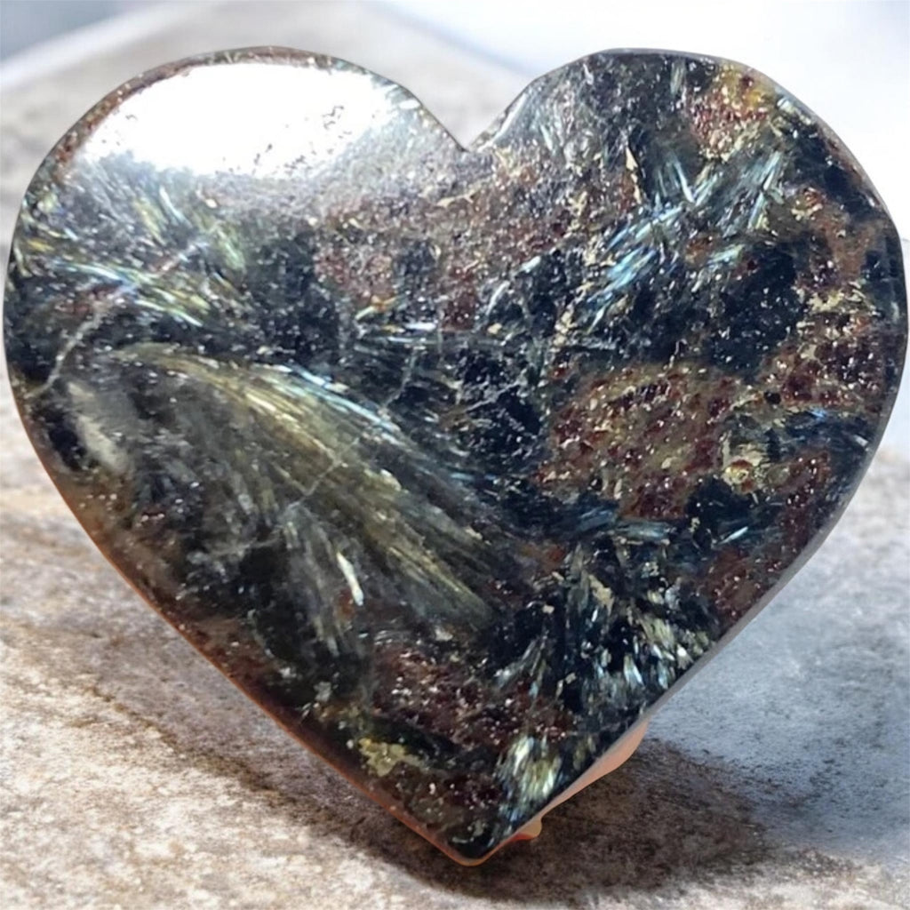 Blue Flash Astrophyllite Hearts