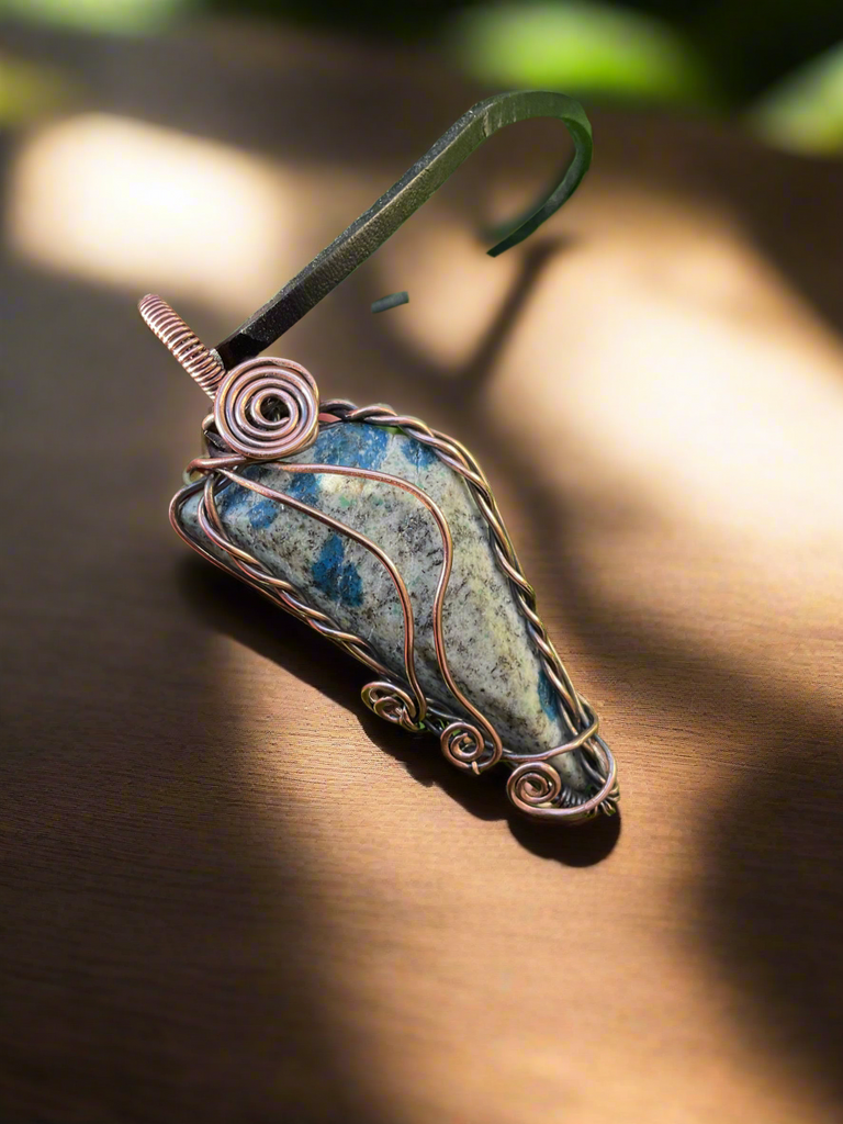 Azurite In Granite K2 Wire Wrapped Pendant - Connie’s Crystals 