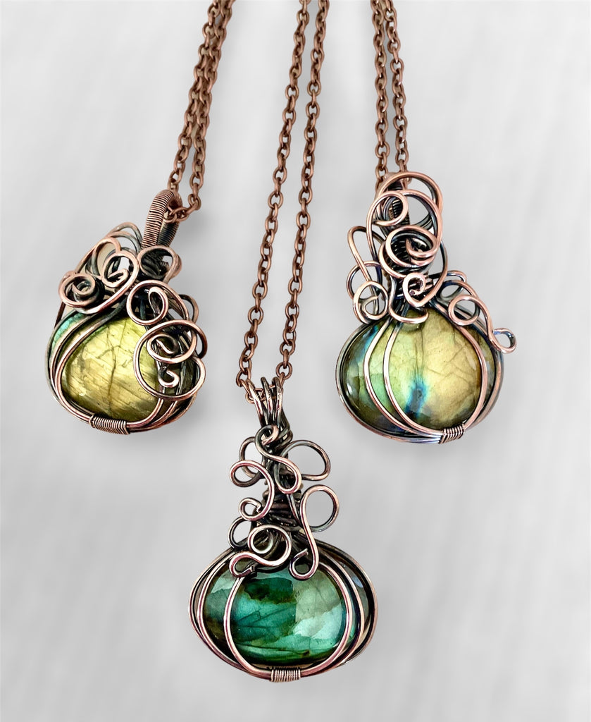 Labradorite Halloween Pumpkin Pendants - Connie’s Crystals 