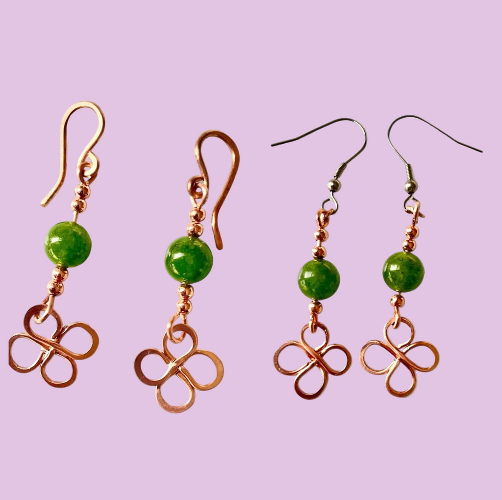 Jade Flower Dangle Earrings - Connie’s Crystals 