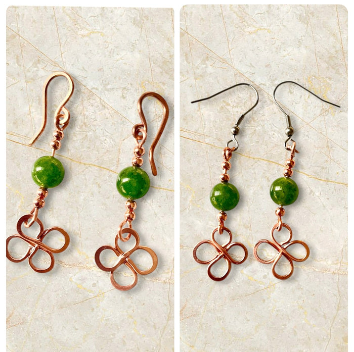 Jade Flower Dangle Earrings