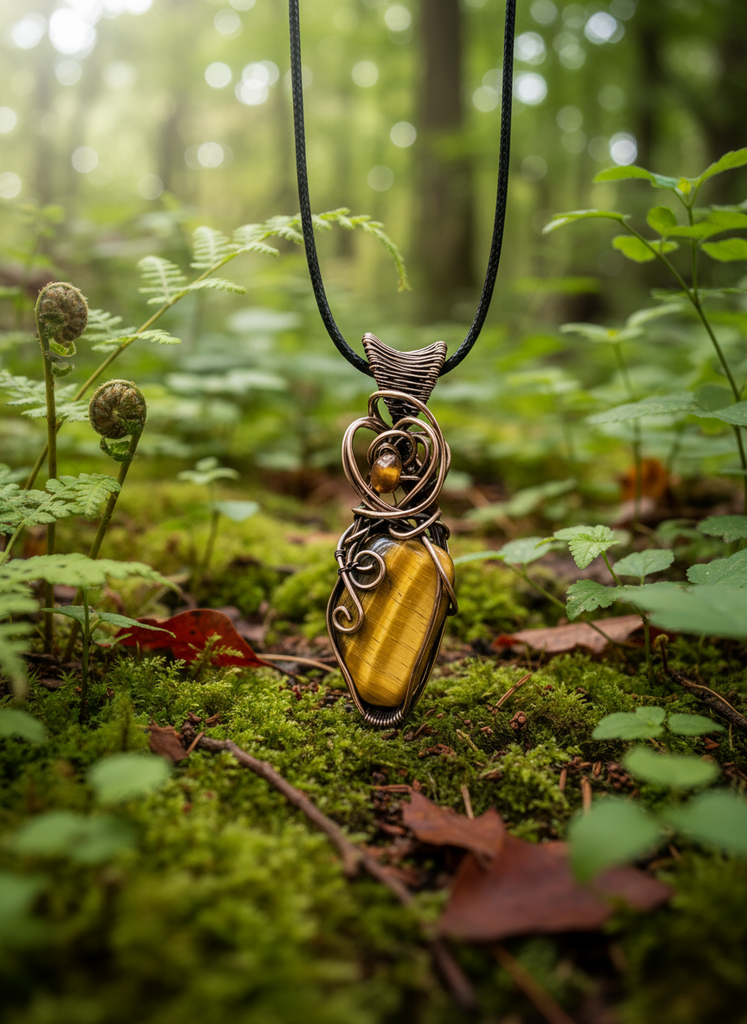 Tiger Eye With Amber Accent Pendant