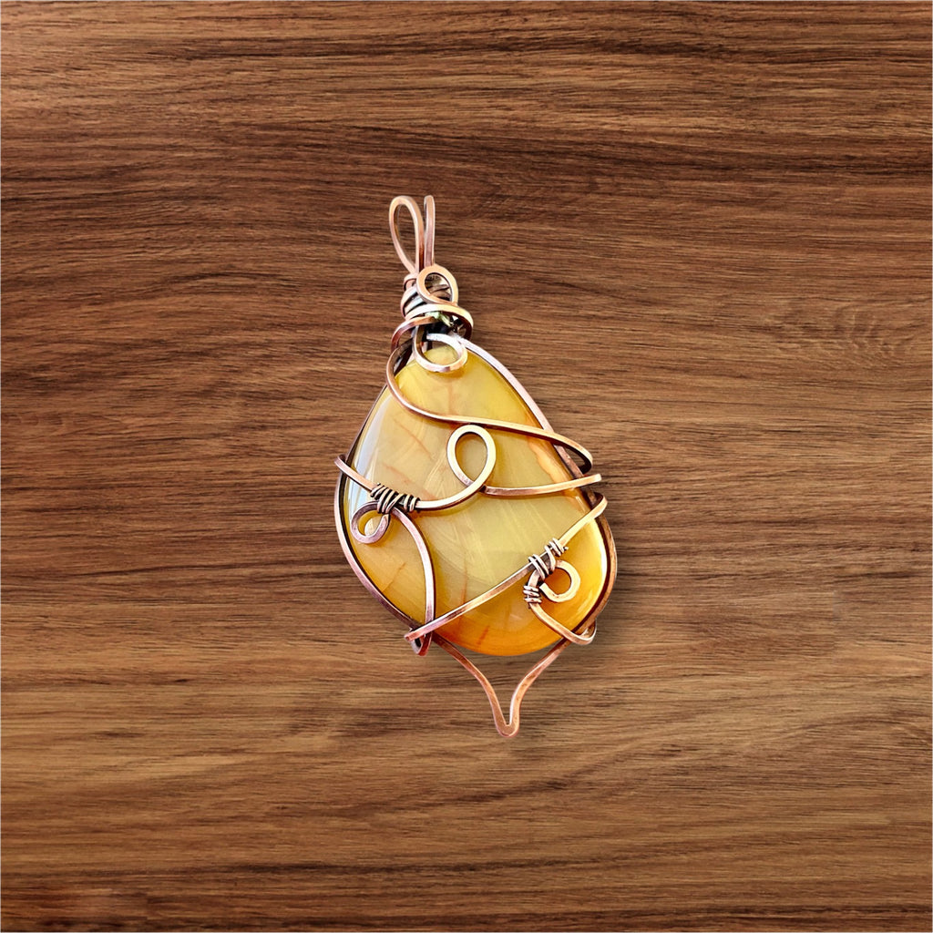 Banded Agate Wire Wrapped Pendant