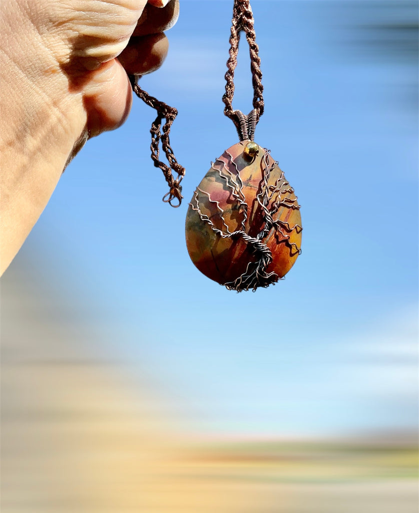 Cherry Creek Jasper Wire Wrapped Tree Of Life Pendant - Connie’s Crystals 