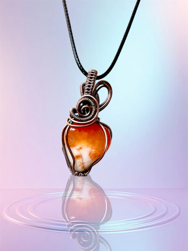 Carnelian Wire Wrapped Pendant