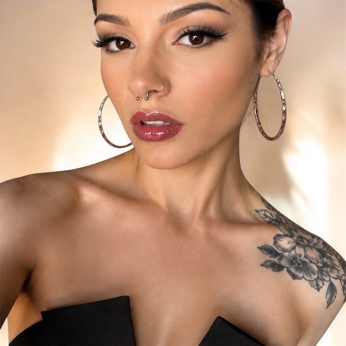 Hammered Copper Hoop Earrings