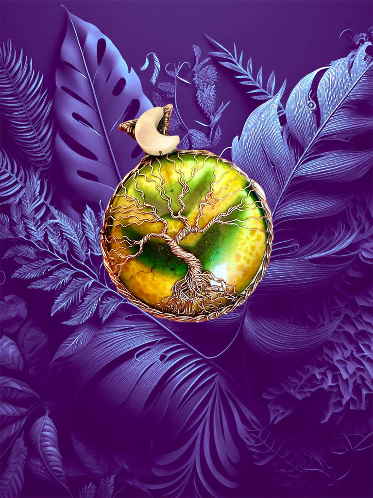 Fire Agate Tree of Life Pendant