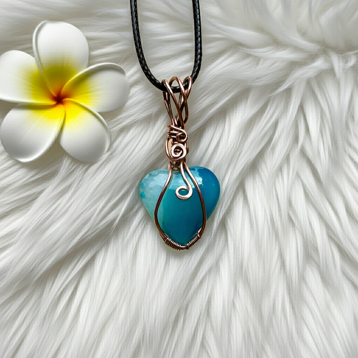 Druzy Geode Agate Wire Wrapped Heart Shaped Pendant - Connie’s Crystals 