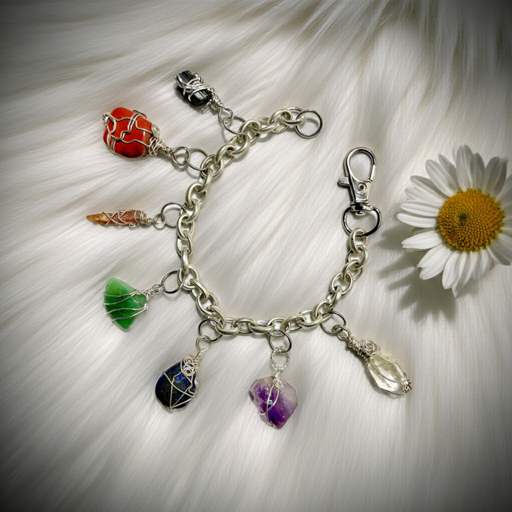 Chakra Wire Wrapped Gemstone Charm Bracelets - Connie’s Crystals 